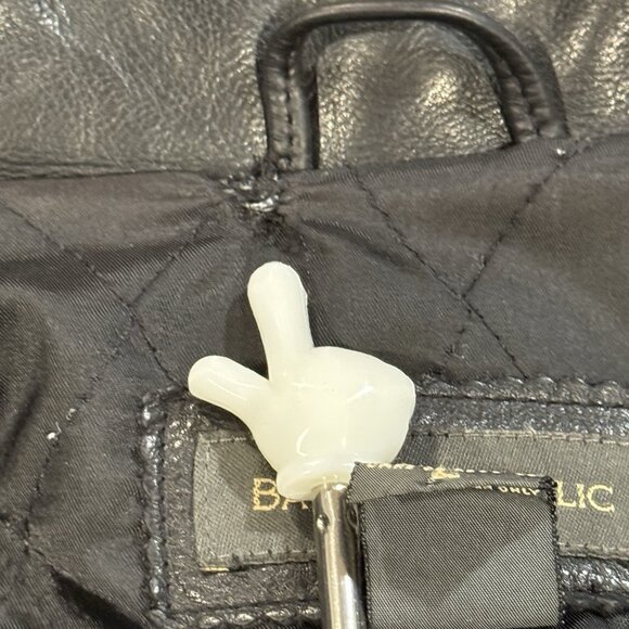 VTG 90s Banana Republic Black Leather Mens Bomber Aviator Jacket Size Large - Picture 7 of 13